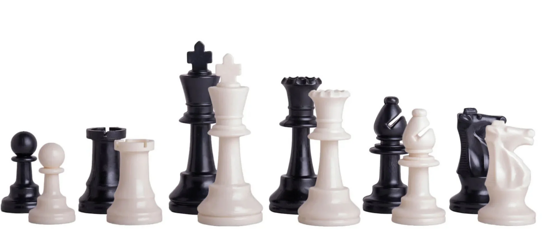 Single Weighted Black/White Regulation Plastic Chess Pieces - 3.75" King