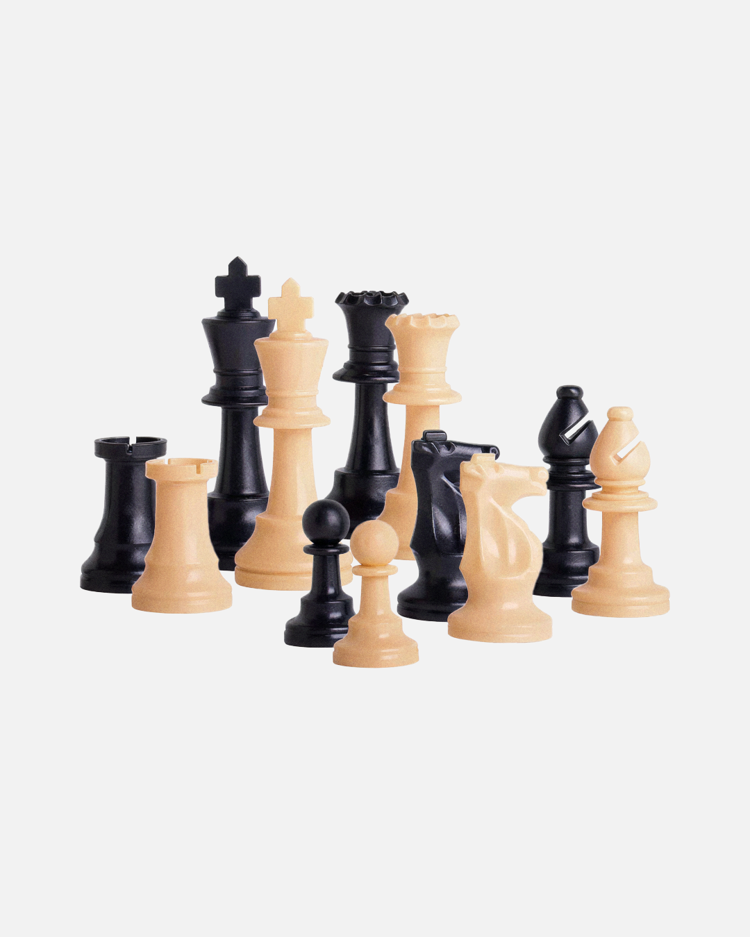 Single Weighted Black/Natural Regulation Plastic Chess Pieces - 3.75" King
